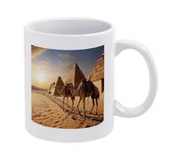 Egypt Camels Mug with Handle 12 Oz Ceramic Coffee Cup, Microwave And Oven Safe,Personalized Coffee Mug Tea Cup Porcelain Mugs Custom Picture Gift for Men Women White