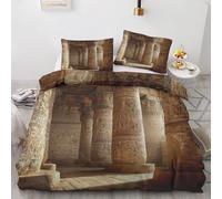 Egypt Culture Single Duvet Cover Set 2pcs, Ancient Egypt Bedding Sets, Reversible Breathable Quilt Cover with 2 Pillowcases 50x75cm, Zipper Closure, Bedroom Decor