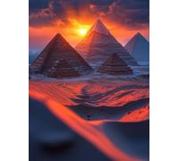 Egypt Diamond Art Kits Adults, Diamond Painting Pyramid Crystal Art Kits for Adults Kids DIY 5D Square Full Drill Gem Dots Embroidery Paintings Crafts Picture for Beginners, Room Decor 40x55cm 2u-2R