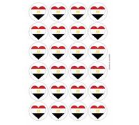 Egypt Egyptian National Flag Heart Circular Matt Paper Stickers A4 Sheet of 24 (Each Sticker is 45mm Diameter)