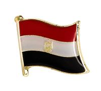 Egypt Egyptian National Flag Metal Enamel Lapel Pin Badge - 1.9 x 1.6 cm Red White Black with Gold Eagle - Hard Enamel Finish with Secure Clasp