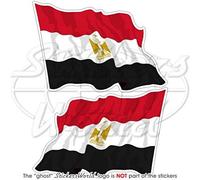 EGYPT Egyptian Waving Flag 4,7" (120mm) Vinyl Bumper Stickers, Decals x2