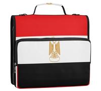Egypt Flag 1.5 Inch 3 Rings Binder Organizer with Shoulder Strap & Handle Multiple Pockets Documents Files Storage Bag for School