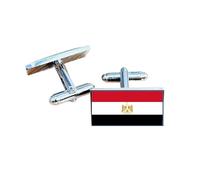 Egypt Flag Cufflinks - Egyptian National Emblem Gift for Men | Red, White & Black Flag with Eagle Design | Groomsmen Wedding Gift | Gift Box Included | Proud Egyptian Heritage Keepsake