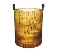 Egypt Hieroglyphics Circular Laundry Basket With Handles Waterproof Dirty Clothes Storage Hamper Bedroom Bathroom