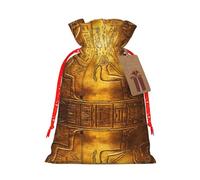 Egypt Hieroglyphics Print Christmas Drawstring Gift Bag, Burlap Favor Pouch For Birthday And Holiday Celebrations-S Size