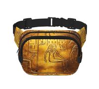 Egypt Hieroglyphics Print Men and Women Square Double Layer Waist Bag Workout Crossbody Travel Waist Bag, Black, One Size