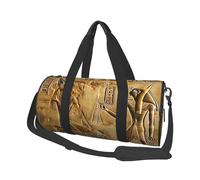 Egypt Hieroglyphics Print Travel Duffel Bag Large Foldable Round Travel Carry on Bag with Adjustable Shoulder Strap for Weekender Overnight Flight Hospital Sports
