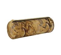 Egypt Hieroglyphics Printed Leather Pencil Case Round Pen Pencil Pouch Office Large Pencil Bag Stationery Box for Men Women Teens Students