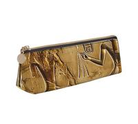 Egypt Hieroglyphics Printed Leather Pencil Case Triangle Pen Pencil Pouch Office Large Pencil Bag Stationery Box for Men Women Teens Students