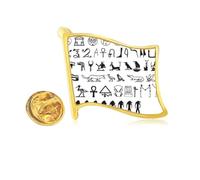 Egypt Hieroglyphs Fresco Illustration Pattern Golden Metal Flag Lapel Pin Badge