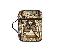 Egypt-Hieroglyphs-Pharaoh-Vintage Bible Cover Case with Handle, Water-Resistant Oxford Fabric Bible Bag Organizer with Zipper Pockets for Church