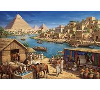 Egypt Nile River Pyramids 1000 Piece Wooden Jigsaw Puzzle,Adults & Kids 14+,Whimsical Challenge,Stress Relief,Educational Toy,Home Wall Decor,Gift Idea,Wood (75x50cm)