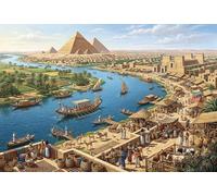 Egypt Nile River Pyramids 500 Piece Wooden Jigsaw Puzzle,Impossible Challenge,Stress Relief,Home Wall Decor,Great Gifts,Wood,Adults & Kids 14+,Educational Toy (52x38cm)