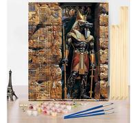 Egypt Paint by Numbers for Adults with Frame, Paint by Numbers Pharaoh Pattern Design, Color Acrylic Oil Painting Kits with 3 Brushes DIY Hobbies for Adults Women Gifts, Room Decor, 16x20inch -j2503MV