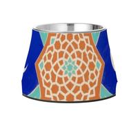 Egypt Paisley Flower Moon Blue Ethnic Dogs Food Bowls Non Slip Stainless Steel Pets Feeding Bowl for Slow Feed Cats Whisker Relief cuencos para perros