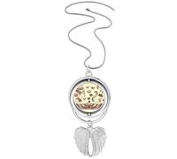 Egypt Pharaoh Black Cat Pattern Pendant Angel Wings Rotating Necklace Jewelry