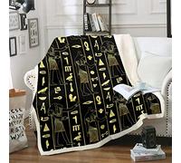 Egypt Plush Blanket Ancient Egyptian Script for Kids Boys Teens Pharaoh Pyramid Fleece Throw Blanket Tribal Culture for Sofa Bed Couch Baby 30"x40"