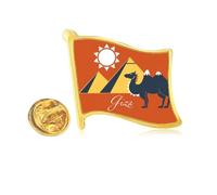 Egypt Pyrad Sphinx Camel Pattern Golden Metal Flag Lapel Pin Badge