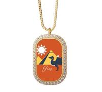 Egypt Pyrad Sphinx Camel Pattern Necklace Pendant Diamond Crystal Golden Jewelry