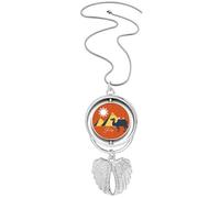 Egypt Pyrad Sphinx Camel Pattern Pendant Angel Wings Rotating Necklace Jewelry