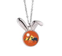 Egypt Pyrad Sphinx Camel Pattern Rabbit Necklace Pendant Bunny Animal Jewelry Gift
