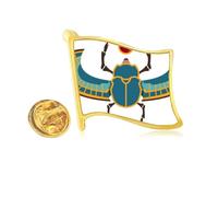 Egypt Red Yellow Blue Beetle Atonism Golden Metal Flag Lapel Pin Badge