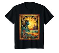 Egypt Sphinx and Pyramids Illustration Pharaoh Egyptian T-Shirt, Youth, Black, 2T
