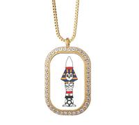 egypt sphinx football Necklace Pendant Diamond Crystal Golden Jewelry