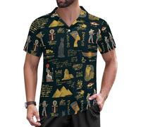Egypt-Theme Men's Polo Shirts Short Sleeve Slim Fit Collared Golf Shirt Casual Tops T Shirts