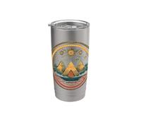 Egypt Three Pyramids and Sun Illustration Pharaoh Egyptian Stainless Steel Insulated Tumbler