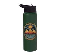 Egypt Three Pyramids and Sun Illustration Pharaoh Egyptian Stainless Steel Insulated Water Bottle