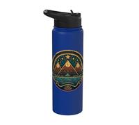 Egypt Three Pyramids and Sun Illustration Pharaoh Egyptian Stainless Steel Insulated Water Bottle