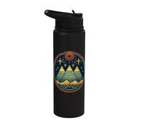 Egypt Three Pyramids and Sun Illustration Pharaoh Egyptian Stainless Steel Insulated Water Bottle