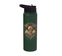 Egypt Three Pyramids and Sun Illustration Pharaoh Egyptian Stainless Steel Insulated Water Bottle