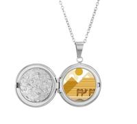 Egypt Yellow Green Sphinx Pyrads Camel Locket Necklace Hold Picture Jewelry Birthday Gift