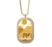 Egypt Yellow Green Sphinx Pyrads Camel Necklace Pendant Diamond Crystal Golden Jewelry