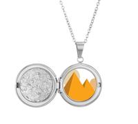 Egypt Yellow Sphinx Pyrads Sun Locket Necklace Hold Picture Jewelry Birthday Gift
