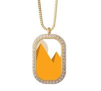 Egypt Yellow Sphinx Pyrads Sun Necklace Pendant Diamond Crystal Golden Jewelry