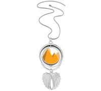 Egypt Yellow Sphinx Pyrads Sun Pendant Angel Wings Rotating Necklace Jewelry