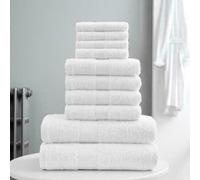 GC GAVENO CAVAILIA 10-Piece Towel Bale Set - Soft & Absorbent 450 GSM Bathroom Towels - Includes 2 Bath Towels, 4 Hand Towels, 4 Face Cloths - Premium Quality, Machine Washable - White