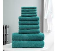 GC GAVENO CAVAILIA 10-Piece Towel Bale Set - Soft & Absorbent 450 GSM Bathroom Towels - Includes 2 Bath Towels, 4 Hand Towels, 4 Face Cloths - Premium Quality, Machine Washable - Teal