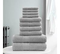 GC GAVENO CAVAILIA 10 Piece Towel Bale Set | Quick Drying Cotton Towel Highly Absorbent 450 GSM Silver Towels Set | Bathroom Towels Bale Set 4x Face 4x Hand 2x Bath Towels