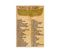 Egyptian 42 Laws of Maat Philosophy Poster on Canvas Sacred Moral Code Wall Art for History Buffs Study Room Decor(Framed,08x12inch(20x30cm))