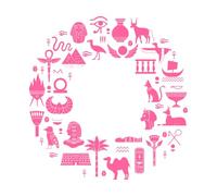 Egyptian Ancient Symbols Mythology Egyptian sac Animals Wall Stickers 54.6x56cm Easy Installation Pink