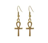 Egyptian Ankh Earrings - Gold Finish - Made in the USA, Metal, No Gemstone