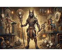 Egyptian Anubis Steampunk Art 1000 Piece Wooden Jigsaw Puzzle,Adults & Kids 14+,Home Wall Decor,Gift Idea,Impossible Challenge,Wood,Educational Toy,Stress Relief (75x50cm)