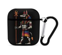 Egyptian Anubis Symbol Guardian Earbud Case Compatible with Airpods 1/2 | Bluetooth Headset Cover,Portable,Protective Case,Hard Shell,Headphone Case,for Men Women,with Keychain