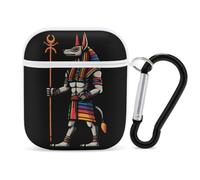 Egyptian Anubis Symbol Guardian Earbud Case Compatible with Airpods 1/2 | Bluetooth Headset Cover,Portable,Protective Case,Hard Shell,Headphone Case,for Men Women,with Keychain