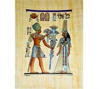 Egyptian Authentic Papyrus Hand Painted Painting Original Paper Pharaoh Ancient Cleopatra Queen Maat Flowers Mena Ankh Lotus Cartouche Scroll Pharaohs Papyri Hieroglyphics (11.8" x 7.8" / 30 x 20 cm)